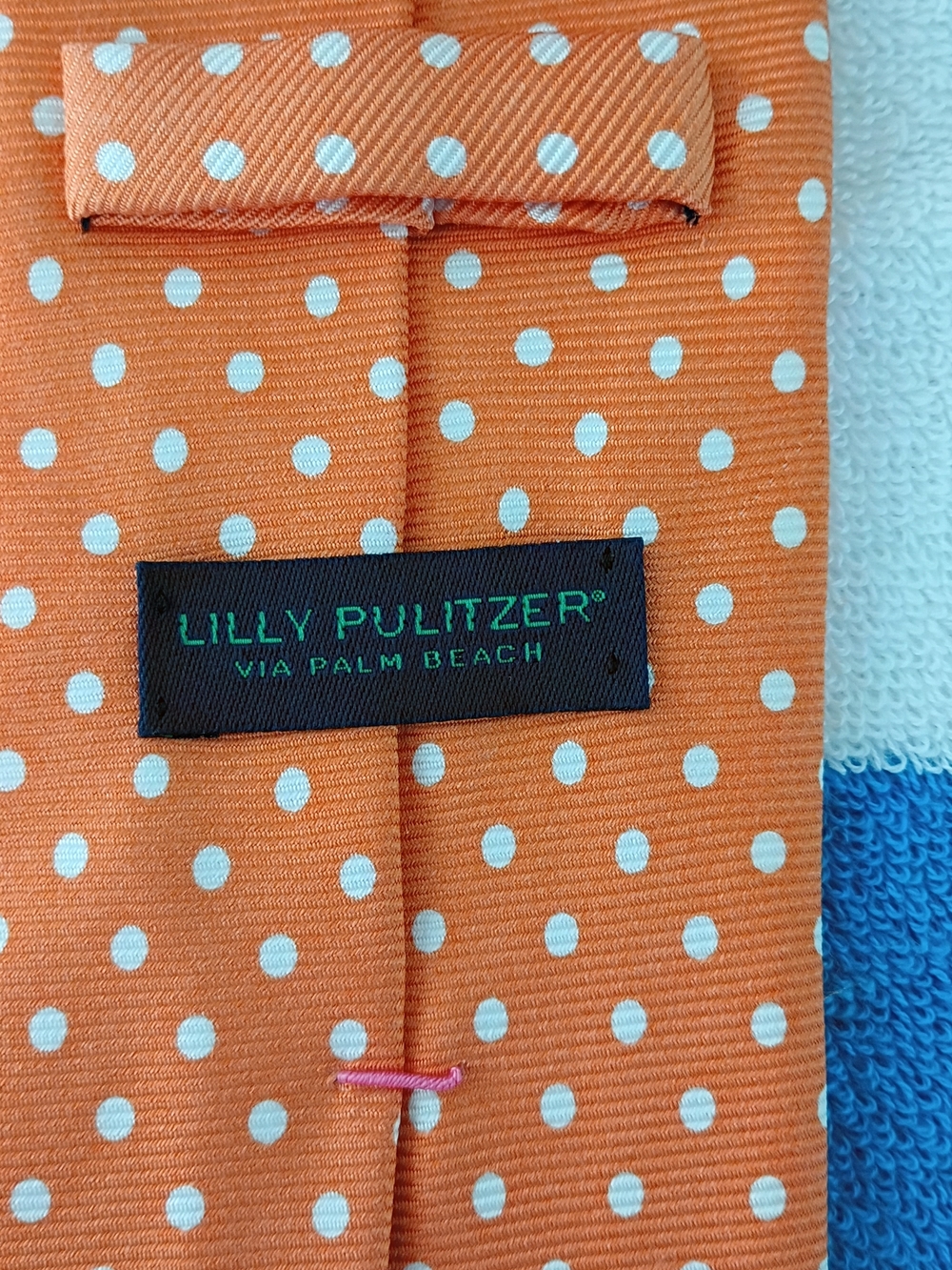 Lilly Pulitzer Men's Tie Orange Polka Dot Hand Made USA Silk Maximalist 59" L